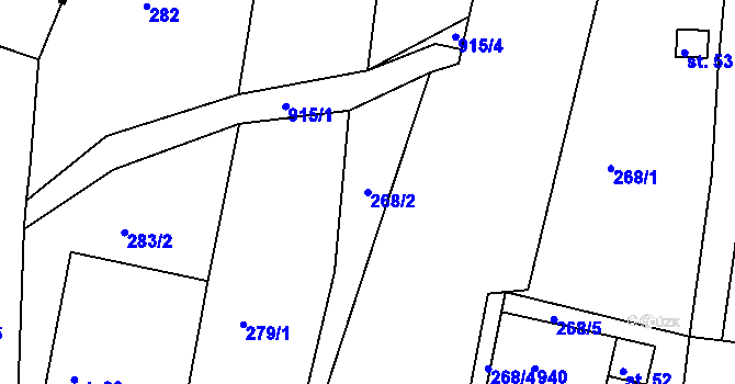 Parcela st. 268/2 v KÚ Vlčetínec, Katastrální mapa