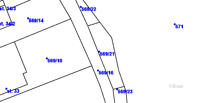 Parcela st. 569/21 v KÚ Vlčetínec, Katastrální mapa