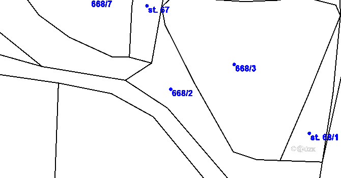 Parcela st. 668/2 v KÚ Vlčetínec, Katastrální mapa