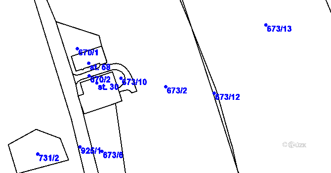 Parcela st. 673/2 v KÚ Vlčetínec, Katastrální mapa
