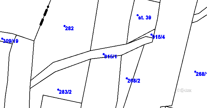 Parcela st. 915/1 v KÚ Vlčetínec, Katastrální mapa
