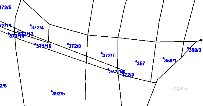 Parcela st. 372/7 v KÚ Vlčetínec, Katastrální mapa