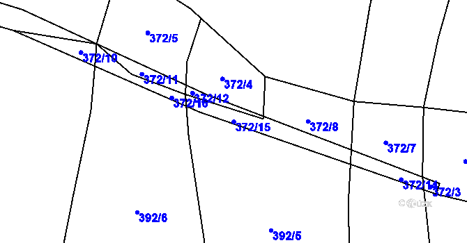 Parcela st. 372/15 v KÚ Vlčetínec, Katastrální mapa