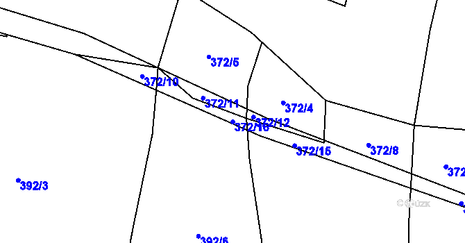 Parcela st. 372/16 v KÚ Vlčetínec, Katastrální mapa