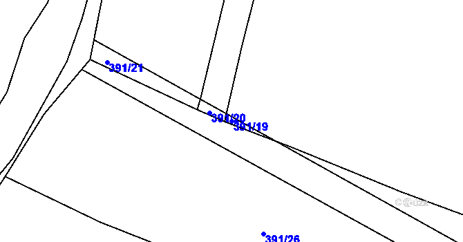 Parcela st. 391/19 v KÚ Vlčetínec, Katastrální mapa