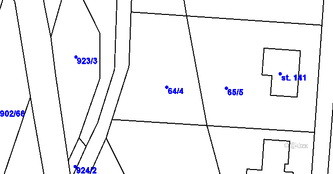 Parcela st. 64/4 v KÚ Žďár u Nové Včelnice, Katastrální mapa