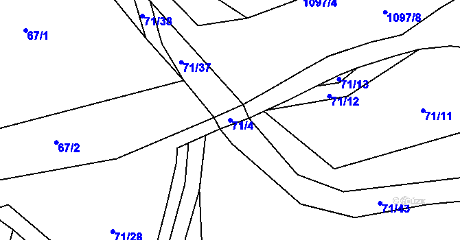 Parcela st. 71/4 v KÚ Žďár u Nové Včelnice, Katastrální mapa