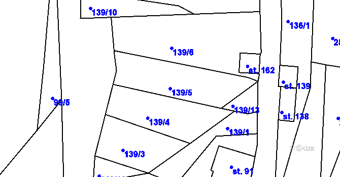 Parcela st. 139/5 v KÚ Žďár u Nové Včelnice, Katastrální mapa