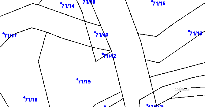 Parcela st. 71/42 v KÚ Žďár u Nové Včelnice, Katastrální mapa