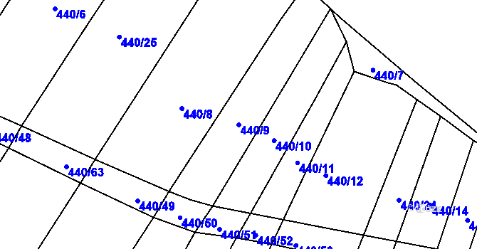 Parcela st. 440/9 v KÚ Žďár u Nové Včelnice, Katastrální mapa