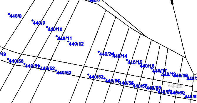 Parcela st. 440/24 v KÚ Žďár u Nové Včelnice, Katastrální mapa