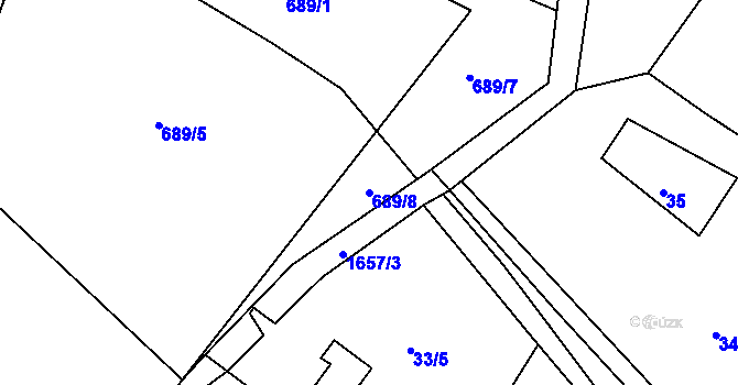 Parcela st. 689/8 v KÚ Žďár u Nové Včelnice, Katastrální mapa
