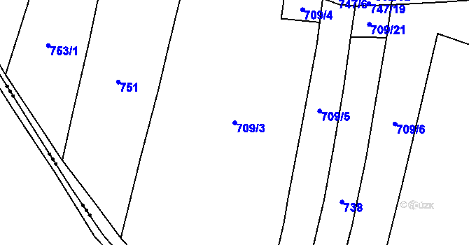 Parcela st. 709/3 v KÚ Žďár u Nové Včelnice, Katastrální mapa