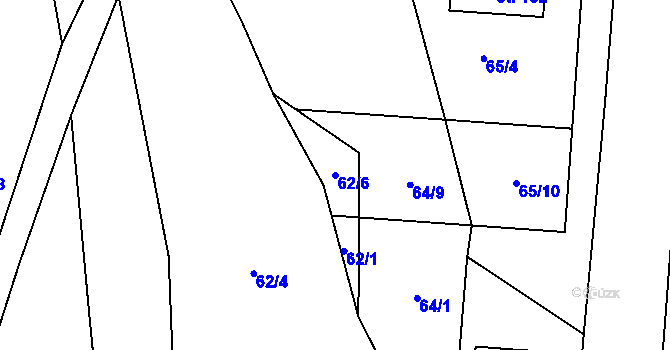 Parcela st. 62/6 v KÚ Žďár u Nové Včelnice, Katastrální mapa