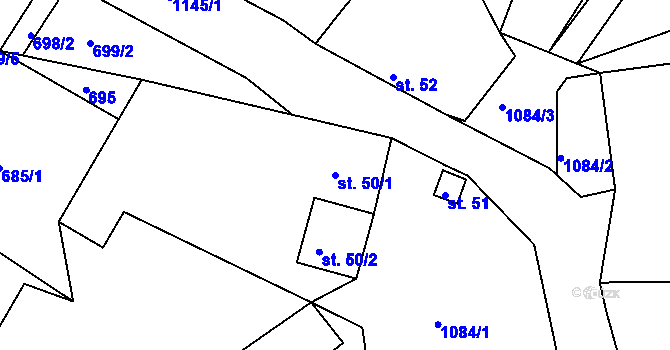 Parcela st. 50/1 v KÚ Pozov, Katastrální mapa