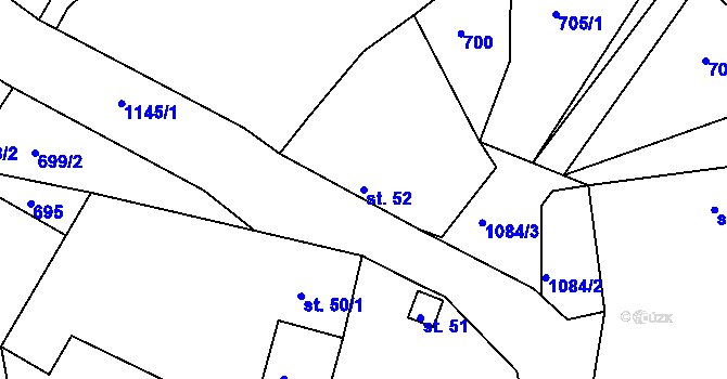 Parcela st. 52 v KÚ Pozov, Katastrální mapa
