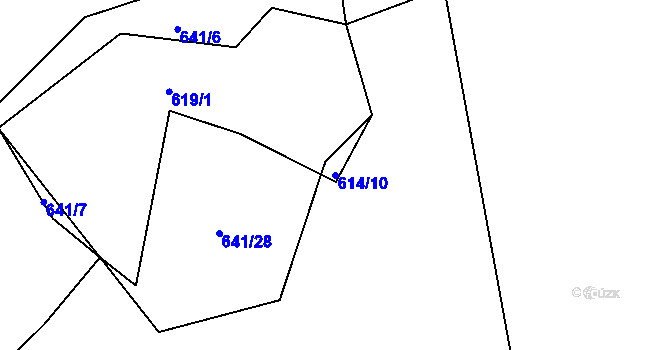 Parcela st. 614/10 v KÚ Pozov, Katastrální mapa