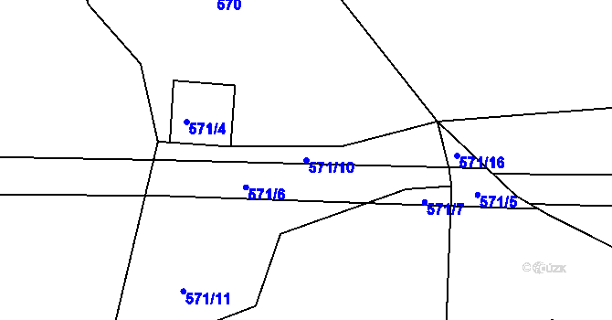 Parcela st. 571/10 v KÚ Pozov, Katastrální mapa