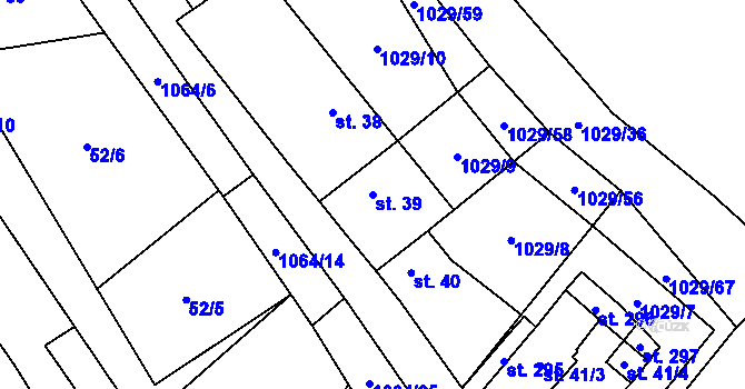 Parcela st. 39 v KÚ Nová Ves u Nelahozevsi, Katastrální mapa