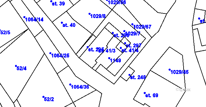 Parcela st. 41 v KÚ Nová Ves u Nelahozevsi, Katastrální mapa