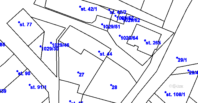 Parcela st. 44 v KÚ Nová Ves u Nelahozevsi, Katastrální mapa