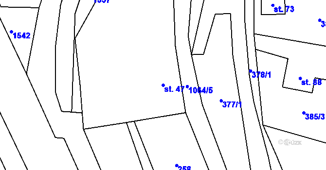 Parcela st. 47 v KÚ Nová Ves u Nelahozevsi, Katastrální mapa