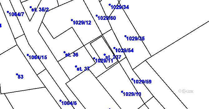 Parcela st. 237 v KÚ Nová Ves u Nelahozevsi, Katastrální mapa