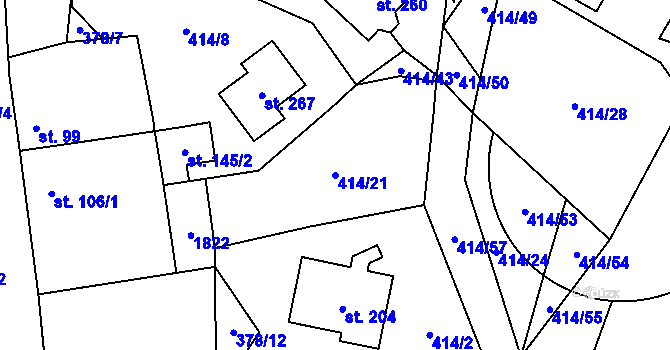 Parcela st. 414/21 v KÚ Nová Ves u Nelahozevsi, Katastrální mapa