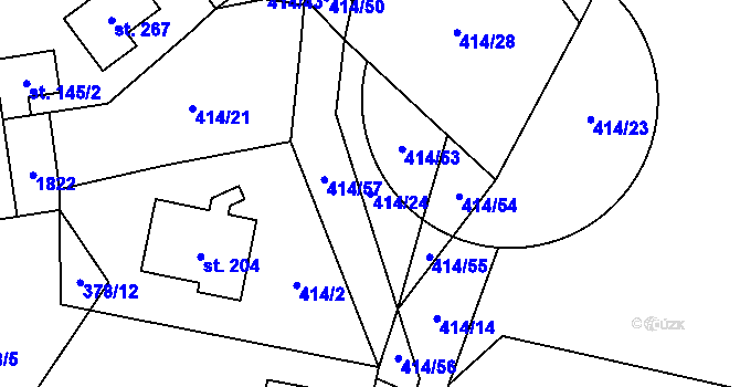 Parcela st. 414/24 v KÚ Nová Ves u Nelahozevsi, Katastrální mapa