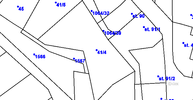 Parcela st. 41/4 v KÚ Nová Ves u Nelahozevsi, Katastrální mapa