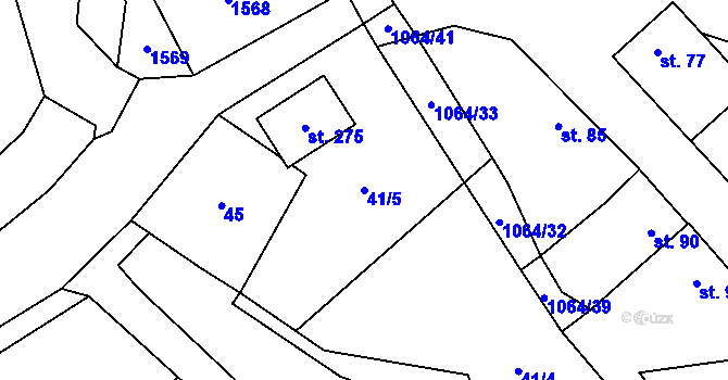 Parcela st. 41/5 v KÚ Nová Ves u Nelahozevsi, Katastrální mapa