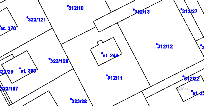 Parcela st. 244 v KÚ Čakovičky, Katastrální mapa