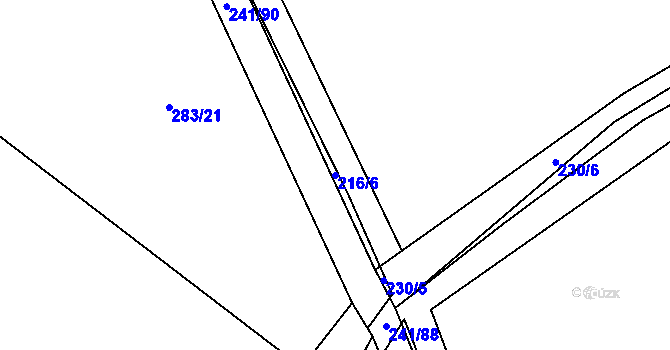 Parcela st. 216/6 v KÚ Čakovičky, Katastrální mapa