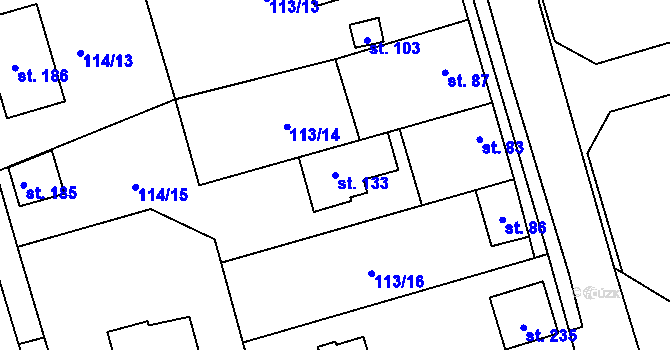 Parcela st. 133 v KÚ Čakovičky, Katastrální mapa