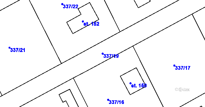 Parcela st. 337/19 v KÚ Čakovičky, Katastrální mapa