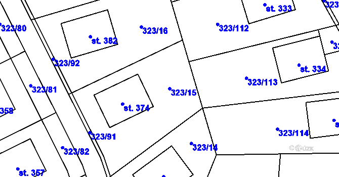 Parcela st. 323/15 v KÚ Čakovičky, Katastrální mapa