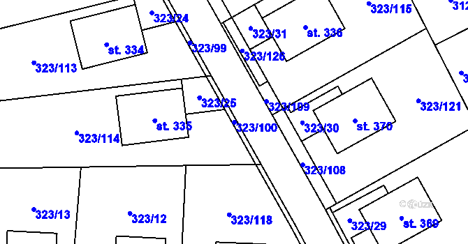 Parcela st. 323/100 v KÚ Čakovičky, Katastrální mapa