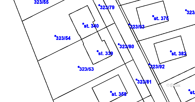 Parcela st. 339 v KÚ Čakovičky, Katastrální mapa
