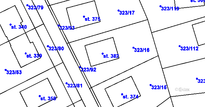 Parcela st. 382 v KÚ Čakovičky, Katastrální mapa