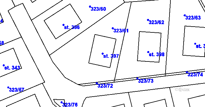 Parcela st. 397 v KÚ Čakovičky, Katastrální mapa