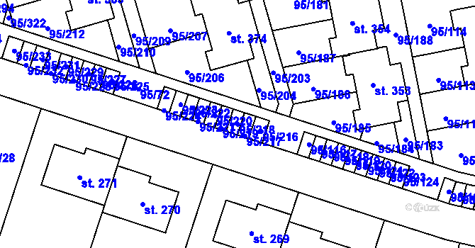 Parcela st. 95/218 v KÚ Nová Ves u Prahy, Katastrální mapa