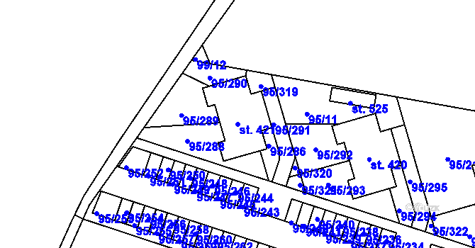 Parcela st. 421 v KÚ Nová Ves u Prahy, Katastrální mapa