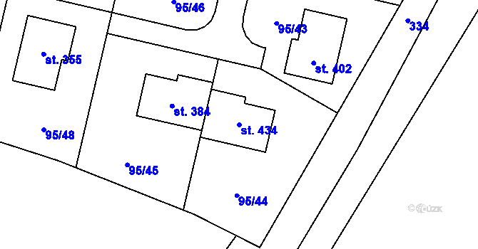 Parcela st. 434 v KÚ Nová Ves u Prahy, Katastrální mapa