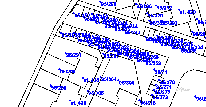 Parcela st. 95/307 v KÚ Nová Ves u Prahy, Katastrální mapa