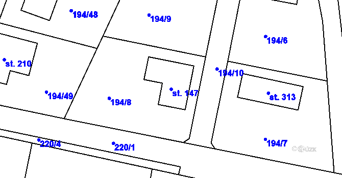 Parcela st. 147 v KÚ Nová Ves u Prahy, Katastrální mapa