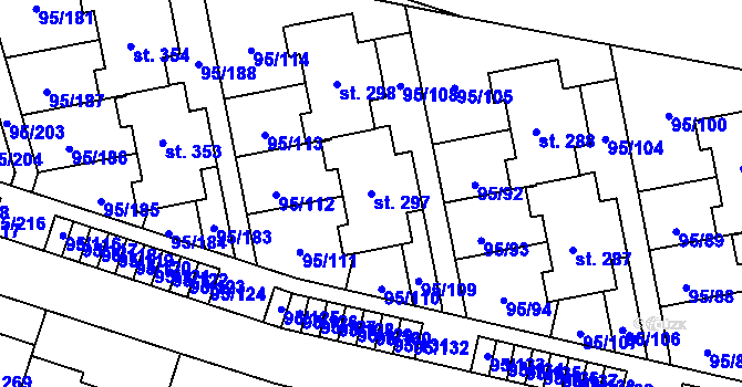 Parcela st. 297 v KÚ Nová Ves u Prahy, Katastrální mapa