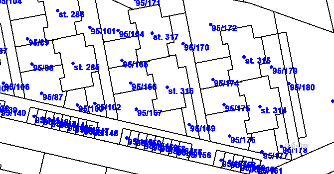 Parcela st. 316 v KÚ Nová Ves u Prahy, Katastrální mapa