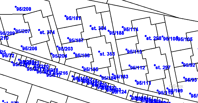 Parcela st. 353 v KÚ Nová Ves u Prahy, Katastrální mapa