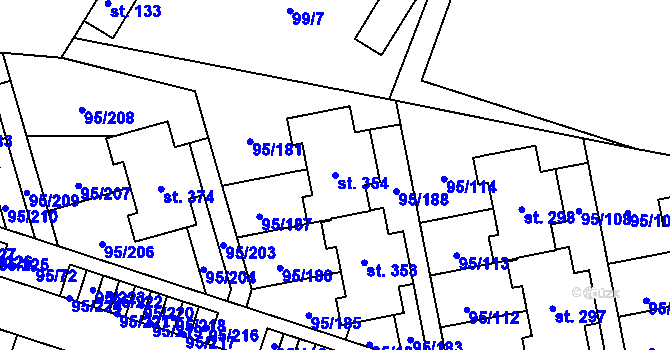 Parcela st. 354 v KÚ Nová Ves u Prahy, Katastrální mapa