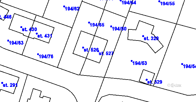 Parcela st. 527 v KÚ Nová Ves u Prahy, Katastrální mapa